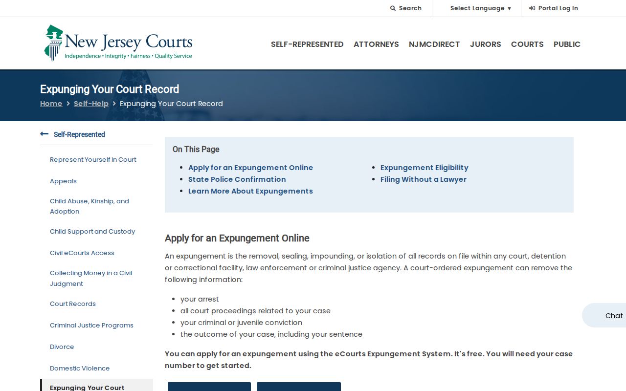 New Jersey expungement effect on Warren County release and court records